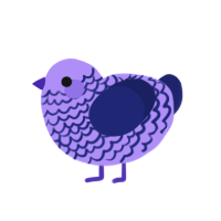 Tooth, a lilac and navy chicken with a lace pattern