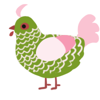 (unnamed), a chartreuse and rose chicken with a lace pattern