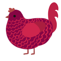 Carrie, a maroon and crimson chicken with a lace pattern