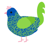 Raven Sea, a ultramarine and grass chicken with a double-lace pattern