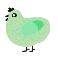 Woulge, a gluppy and spring chicken with a speckle pattern