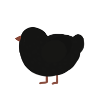 emo batblob, a black chicken with a speckle pattern