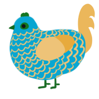 Memory, a cerulean and honey chicken with a lace pattern