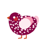 Berry, a maroon and rose chicken with a speckle pattern