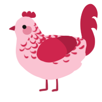 Valentine, a rose and crimson chicken with a half-lace pattern