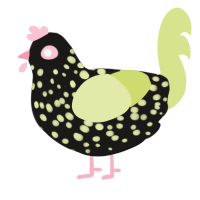 gothic city-pop, a sable and lemon chicken with a speckle pattern