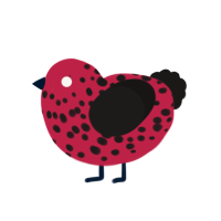 (unnamed), a crimson and sable chicken with a speckle pattern