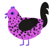 society, a orchid and sable chicken with a speckle pattern