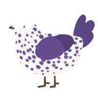 (unnamed), a white and overcast chicken with a speckle pattern