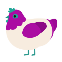 Donut, a cream and plum chicken with a head pattern