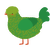 Caterpillar, a chartreuse and viridian chicken with a double-lace pattern