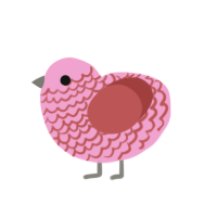 Strawberry Creme, a pink and red chicken with a lace pattern