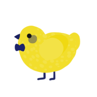 Chiquita, a yellow chicken with a speckle pattern