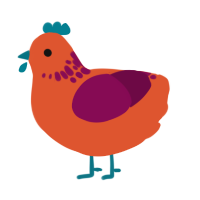 (unnamed), a vermilion and wine chicken with a neck-speckle pattern