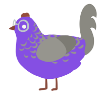 unnamed, a blurple and ash chicken with a half-lace pattern