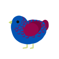 (unnamed), a ultramarine and maroon chicken with a half-lace pattern