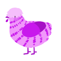 Barbie, a lavender and amethyst chicken with a bar pattern