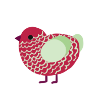 Melon, a crimson and gluppy chicken with a lace pattern