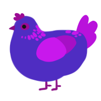 Addicted to league, a indigo and amethyst chicken with a neck-speckle pattern