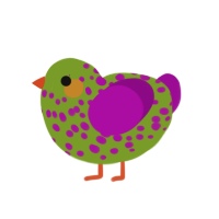 toxicfruit, a chartreuse and plum chicken with a speckle pattern