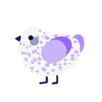 Lilac Puff, a white and lilac chicken with a speckle pattern