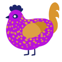 (unnamed), a amethyst and orange chicken with a speckle pattern