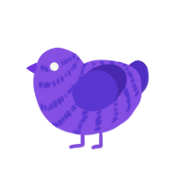 Purpening, a blurple and indigo chicken with a bar pattern