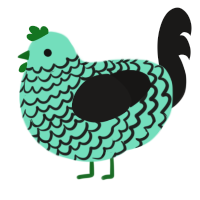 Miku Assistant, a mint and sable chicken with a lace pattern