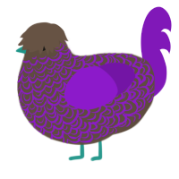 Pik, a bark and violet chicken with a double-lace pattern