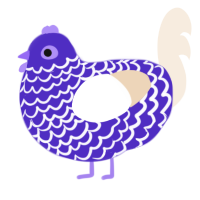 Blueberry Pie, a indigo and cream chicken with a lace pattern