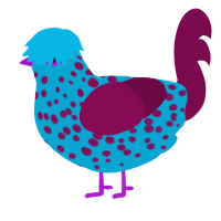 Sully, a cerulean and wine chicken with a speckle pattern