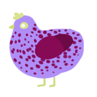 Jelly Bean, a lilac and wine chicken with a speckle pattern