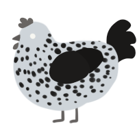 Stony Hen, a mist and sable chicken with a speckle pattern