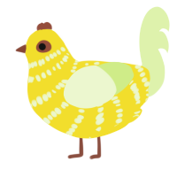 Ariolimax, a yellow and apple chicken with a bar pattern