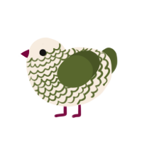 Baby Bramble, a cream and olive chicken with a lace pattern