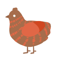 Reeses Peanut Butter, a brown and vermilion chicken with a bar pattern