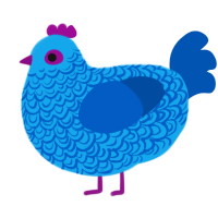 Ripple, a sky and ultramarine chicken with a double-lace pattern