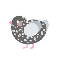 Mist, a grey and mist chicken with a speckle pattern