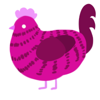 Wine, a fuchsia and wine chicken with a bar pattern