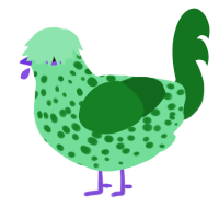 Uranium, a spring and leaf chicken with a speckle pattern