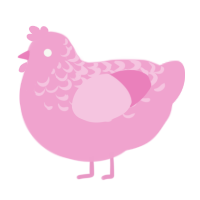 Lacie, a pink chicken with a half-lace pattern