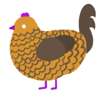 (unnamed), a orange and bark chicken with a lace pattern