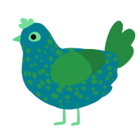 Algal bloom, a sea and viridian chicken with a speckle pattern