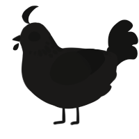 where chkn should be, a sable and black chicken with a neck-speckle pattern