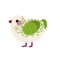 (unnamed), a cream and chartreuse chicken with a half-lace pattern