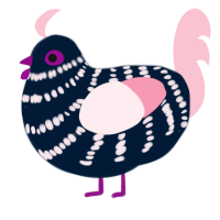 Rosewater, a tumblr and rose chicken with a bar pattern