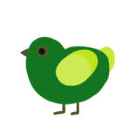 Sprite, a leaf and lime chicken with a head pattern