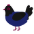 Indigo, a navy and black chicken with a head pattern