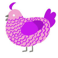 Princess, a pink and amethyst chicken with a lace pattern