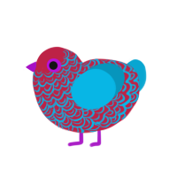 (unnamed), a crimson and cerulean chicken with a double-lace pattern